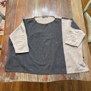 360Sweater Gray Beige Colorblock Cashmere Sweater Small